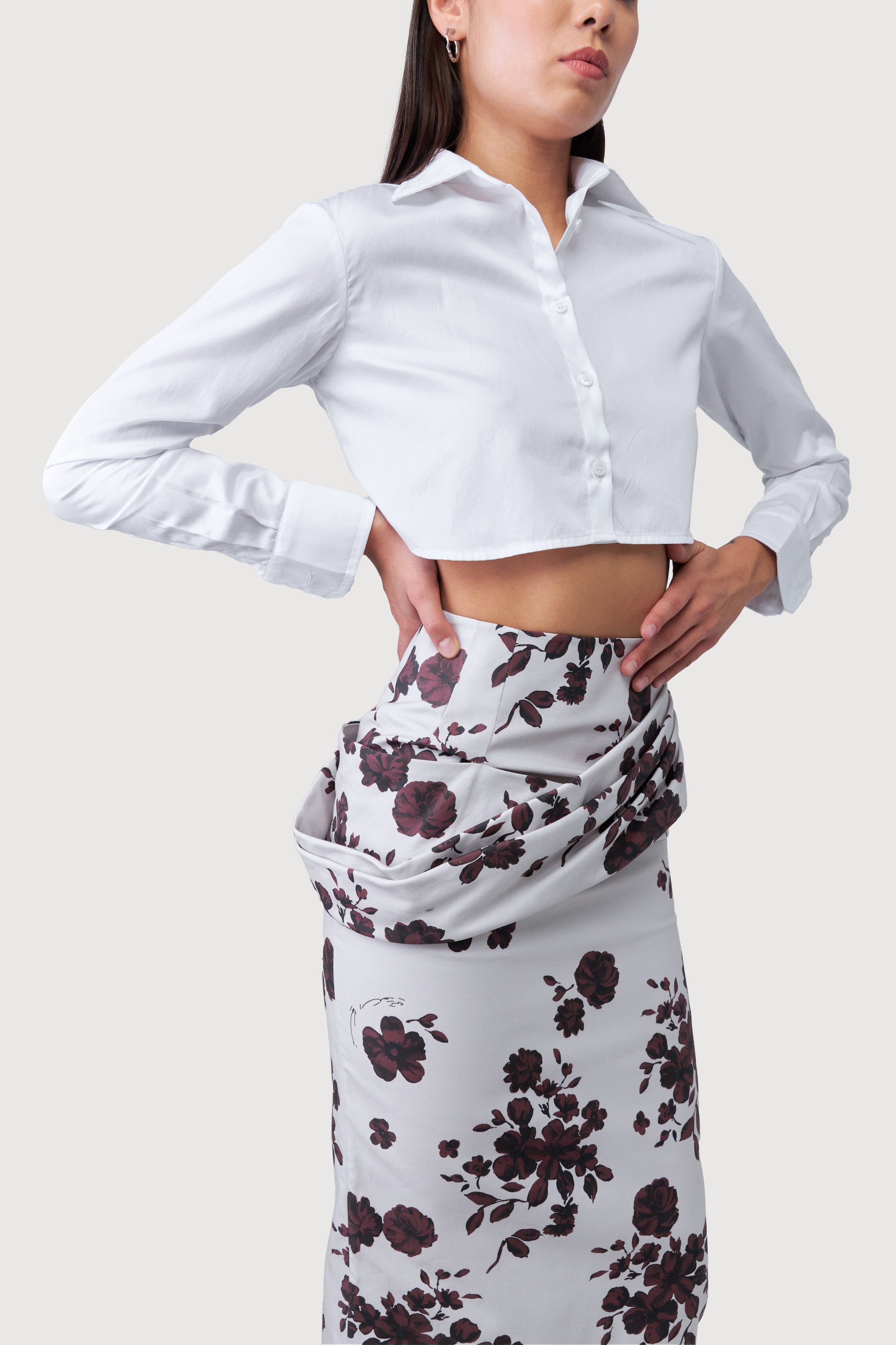 Cropped Drawstring Shirt