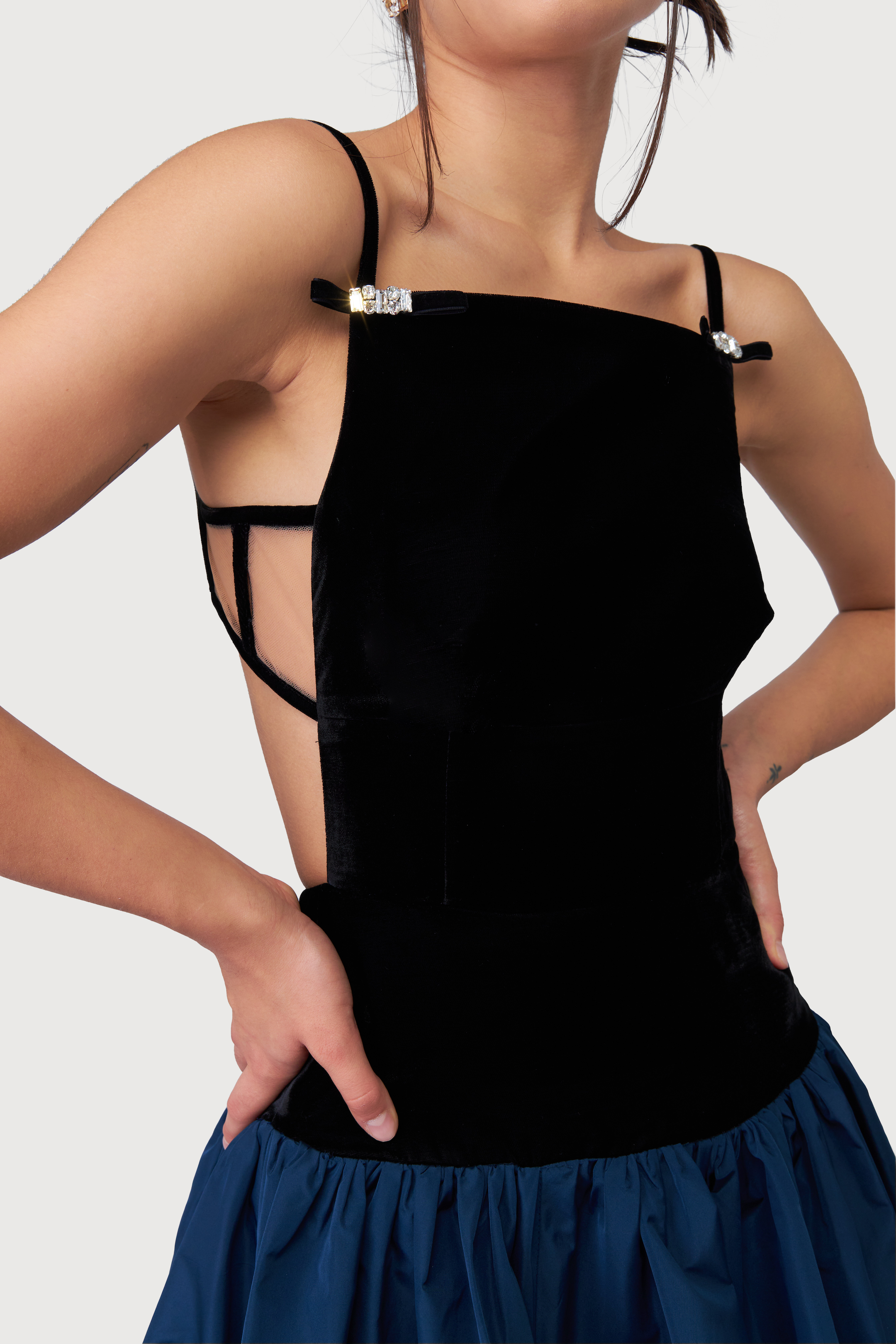 The Bloom Dress W/ Crystal Ribbons