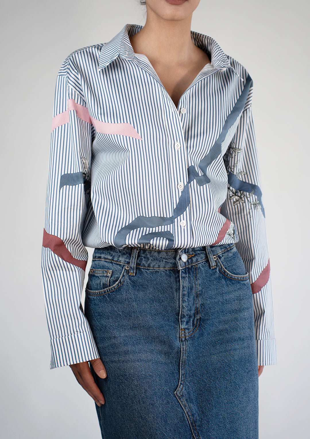 Blue Pinstripe Oversized Classic Shirt