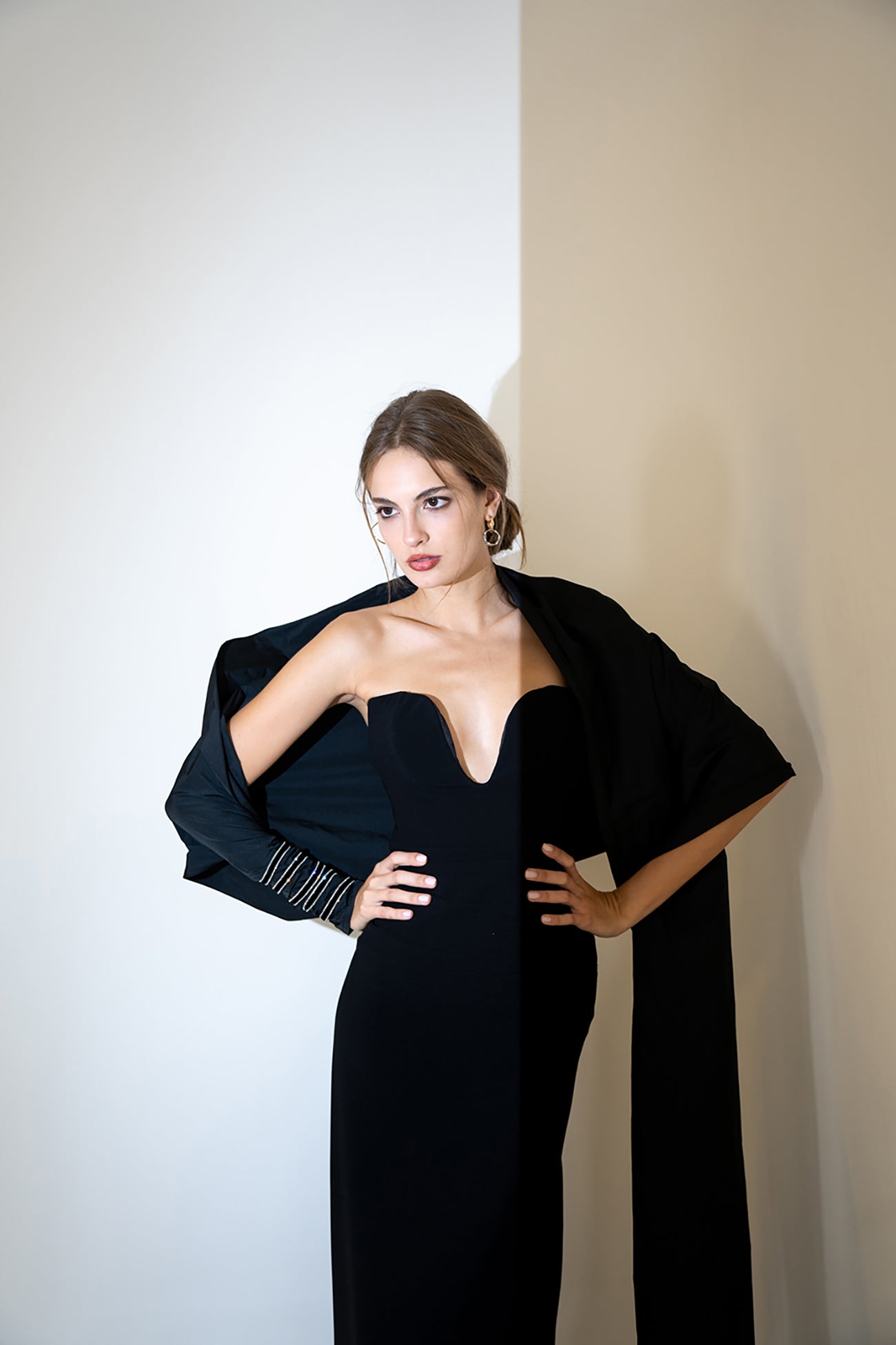 Asymmetric Taffeta Shawl