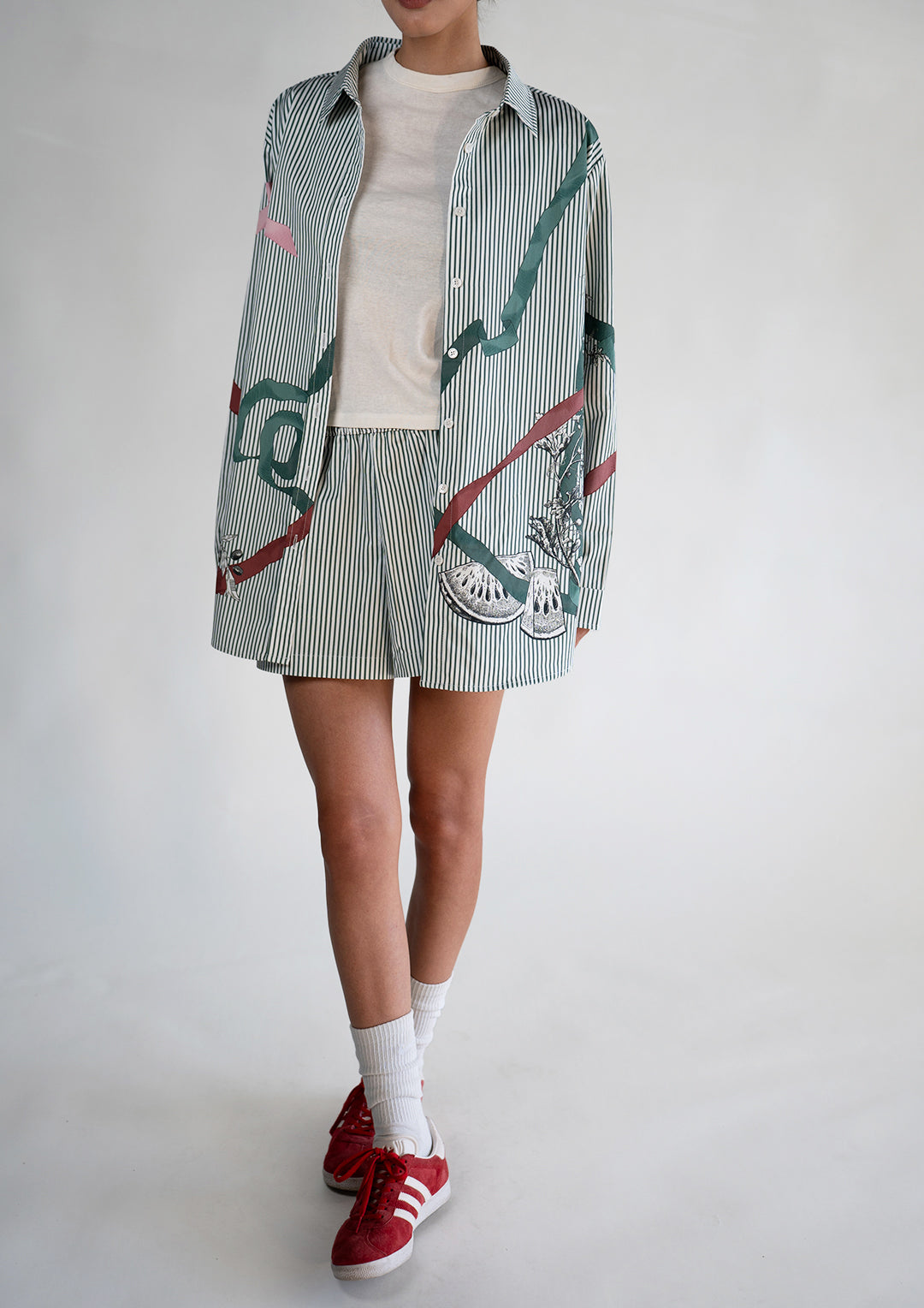 Pine Green Pinstripe Oversized Classic Shirt