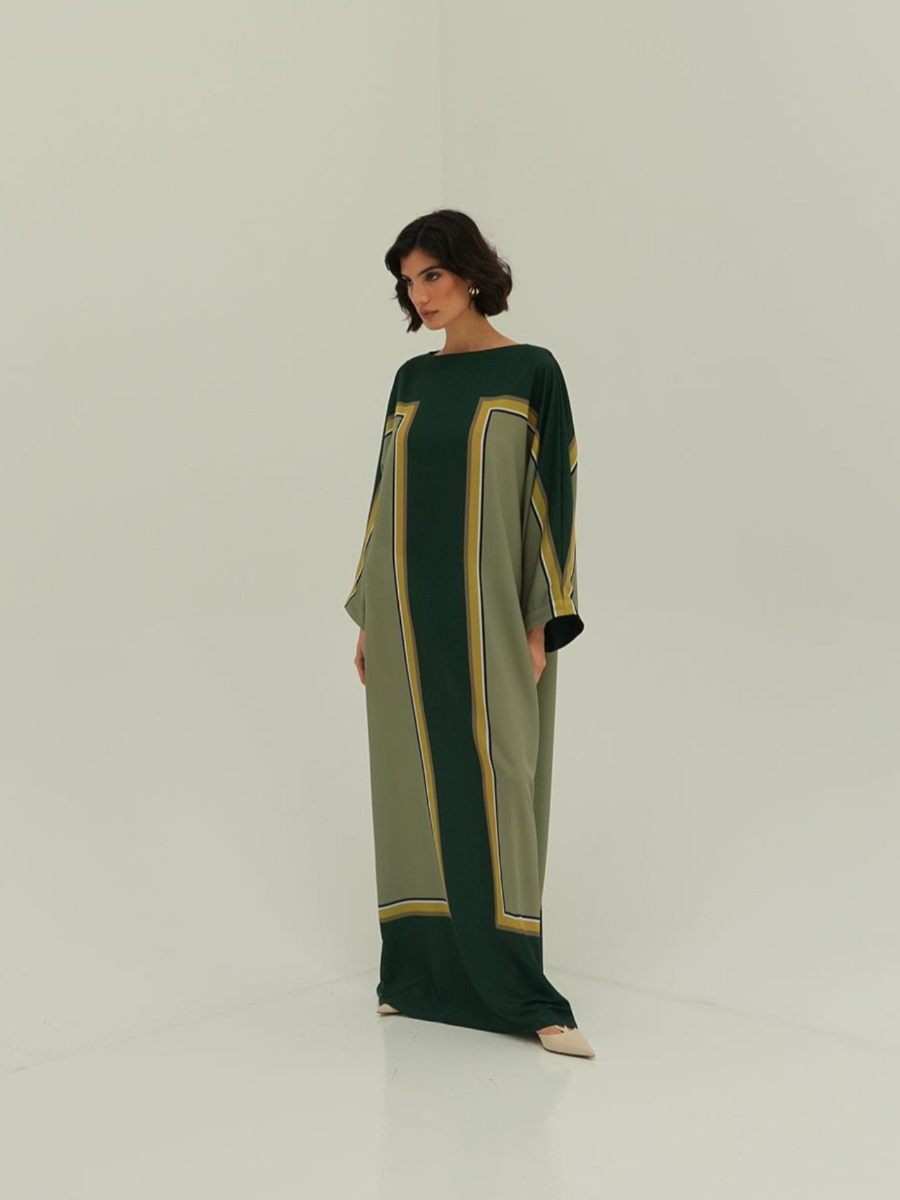 Bri Kaftan - Green Sage Block