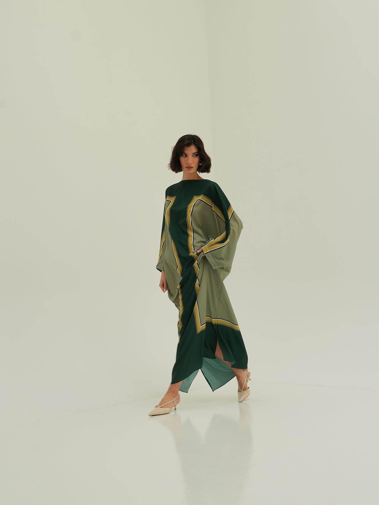Bri Kaftan - Green Sage Block