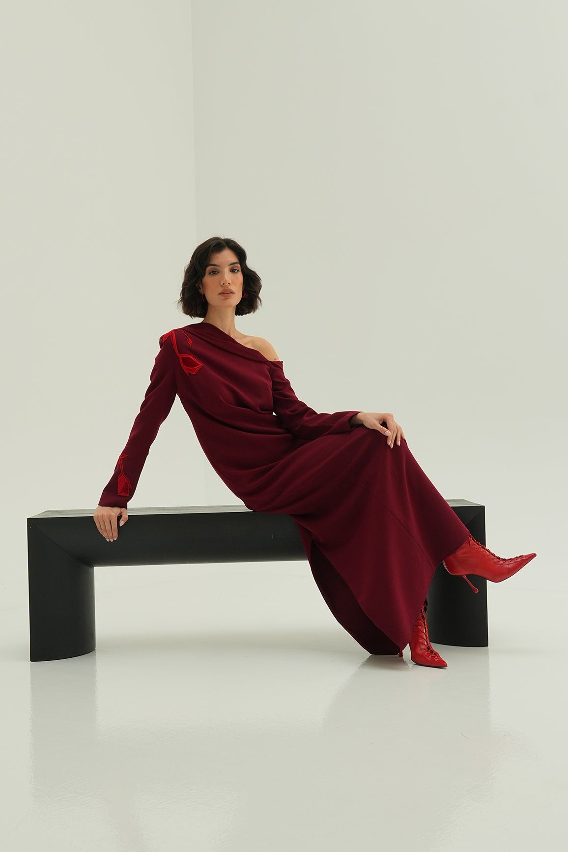 red tulip dress Fluid Red Tulip Draped Gown G2132