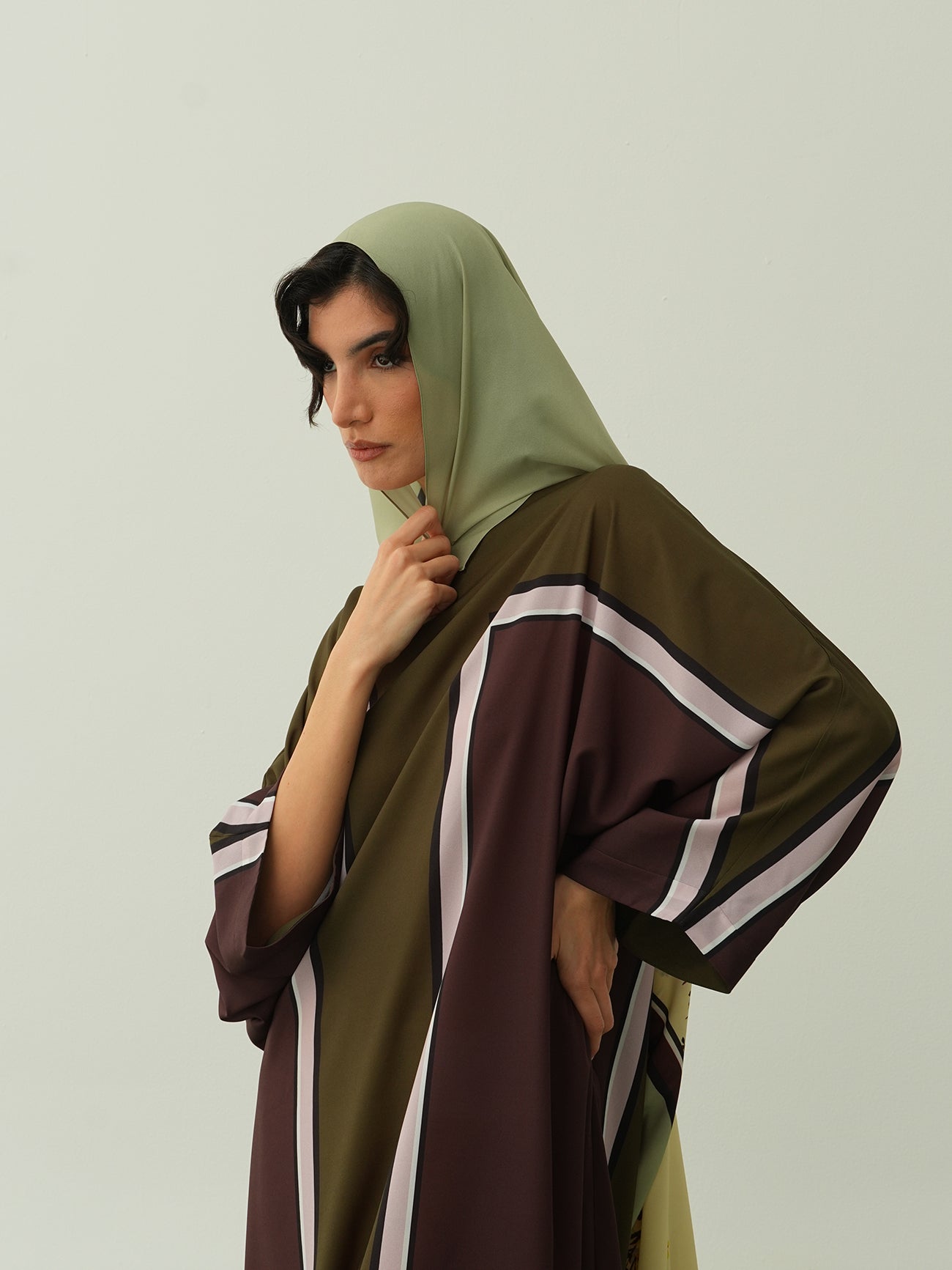 Bri Kaftan - Khaki and Chocolate Block