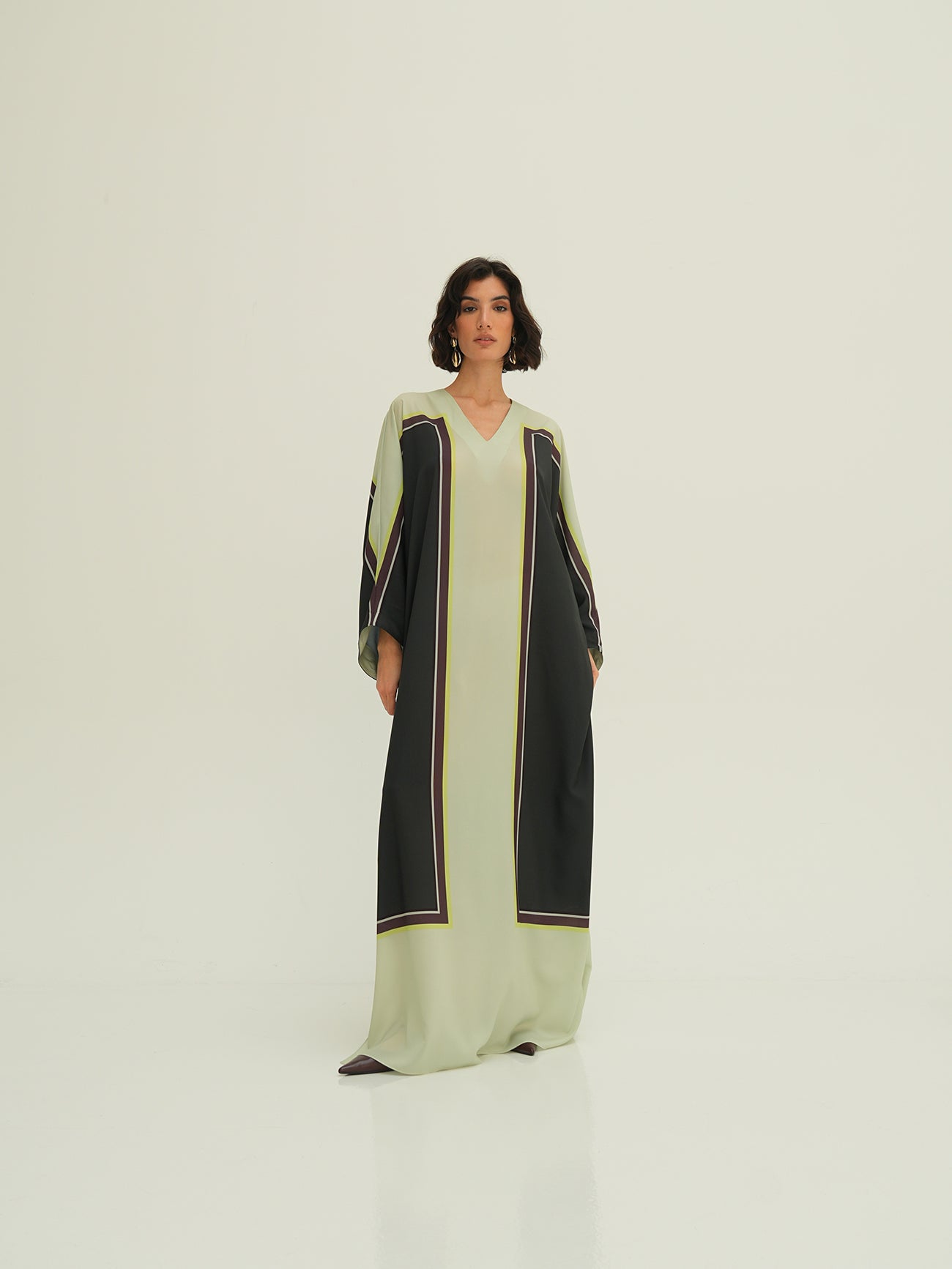 Vivian Kaftan - Mint with Green Block