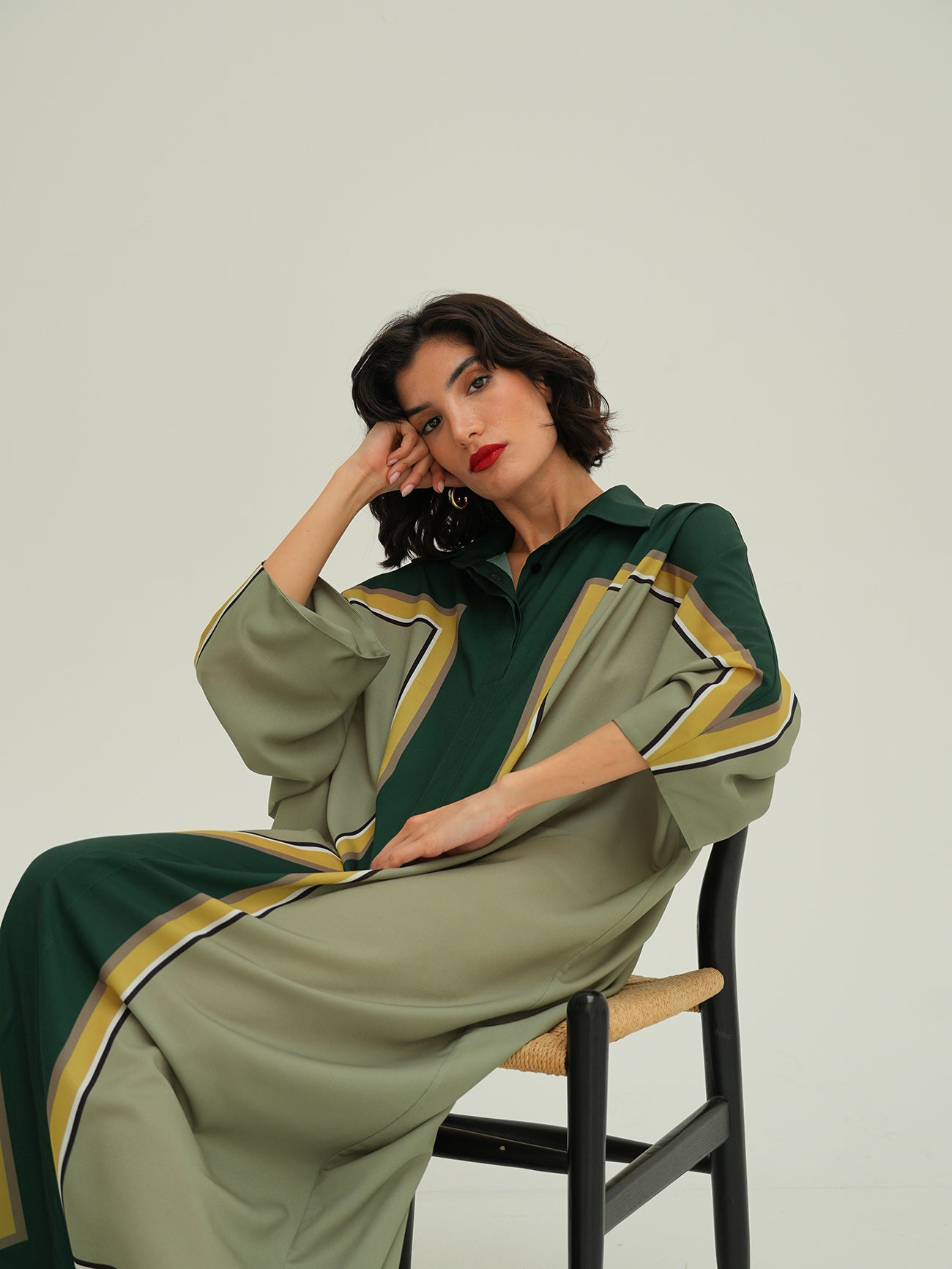 Shireen Kaftan - Green with Sage Block