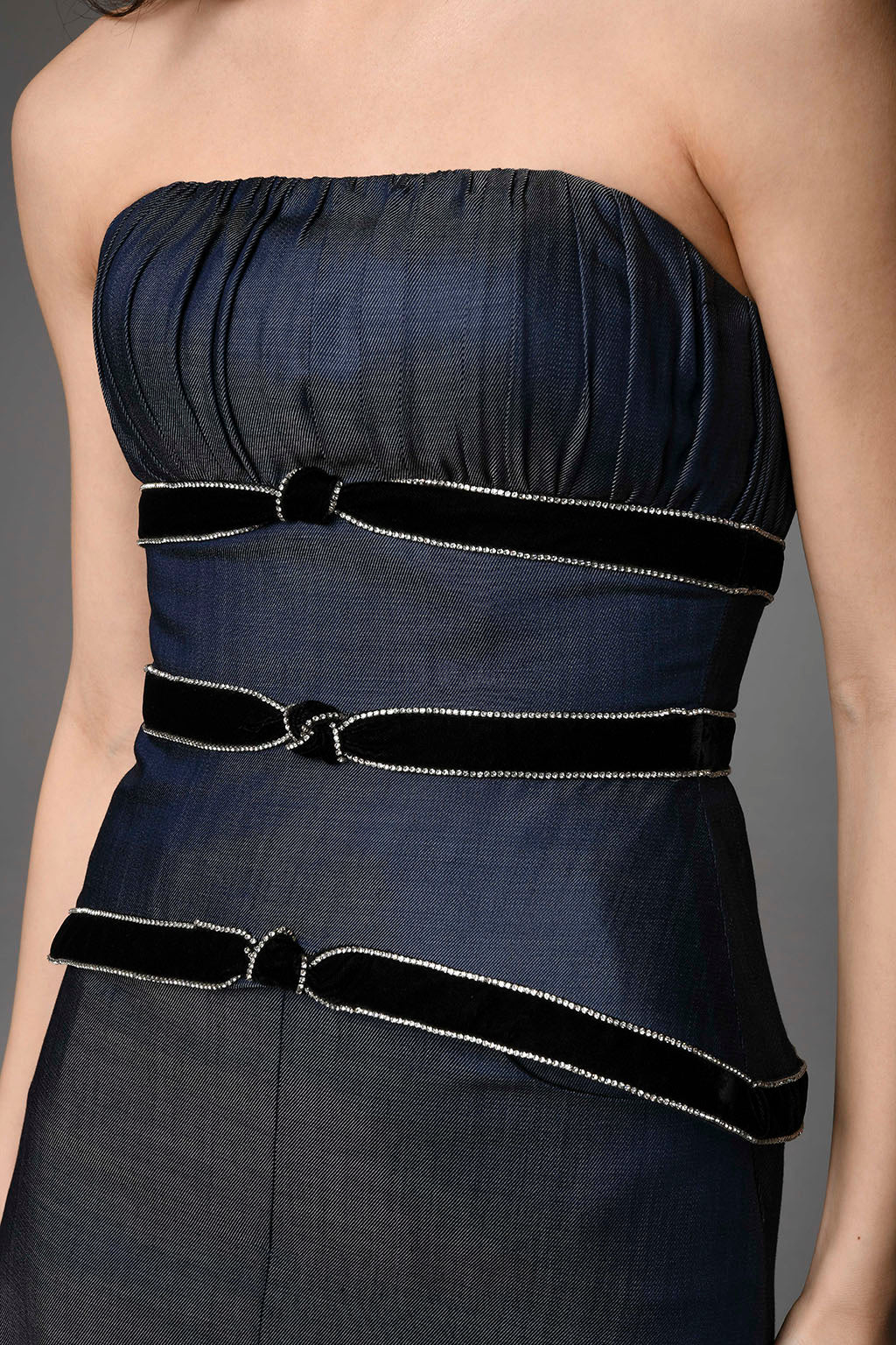 Denim Crescent Corset