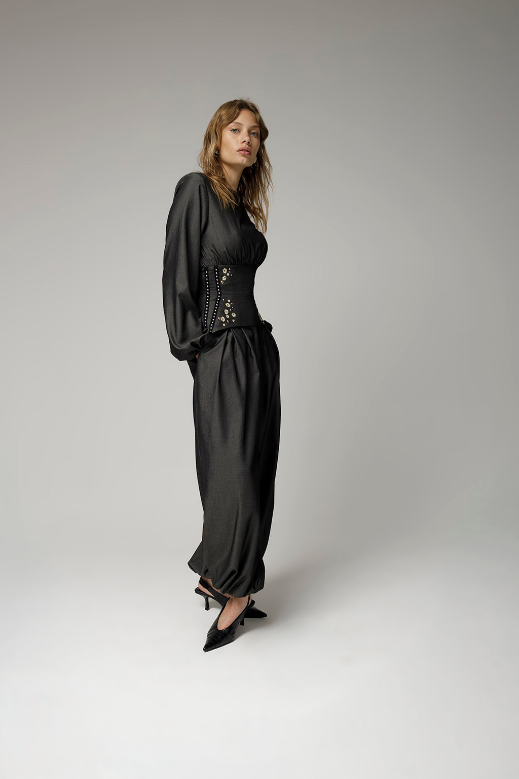 Rosette Crescent Corset Long Sleeve