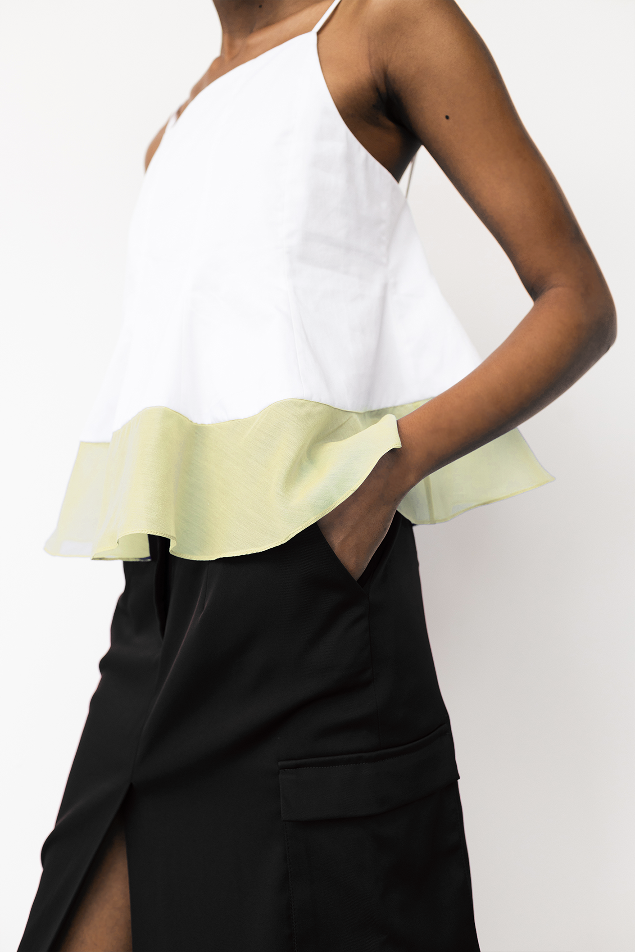 Yellow Cotton Ruffle Top