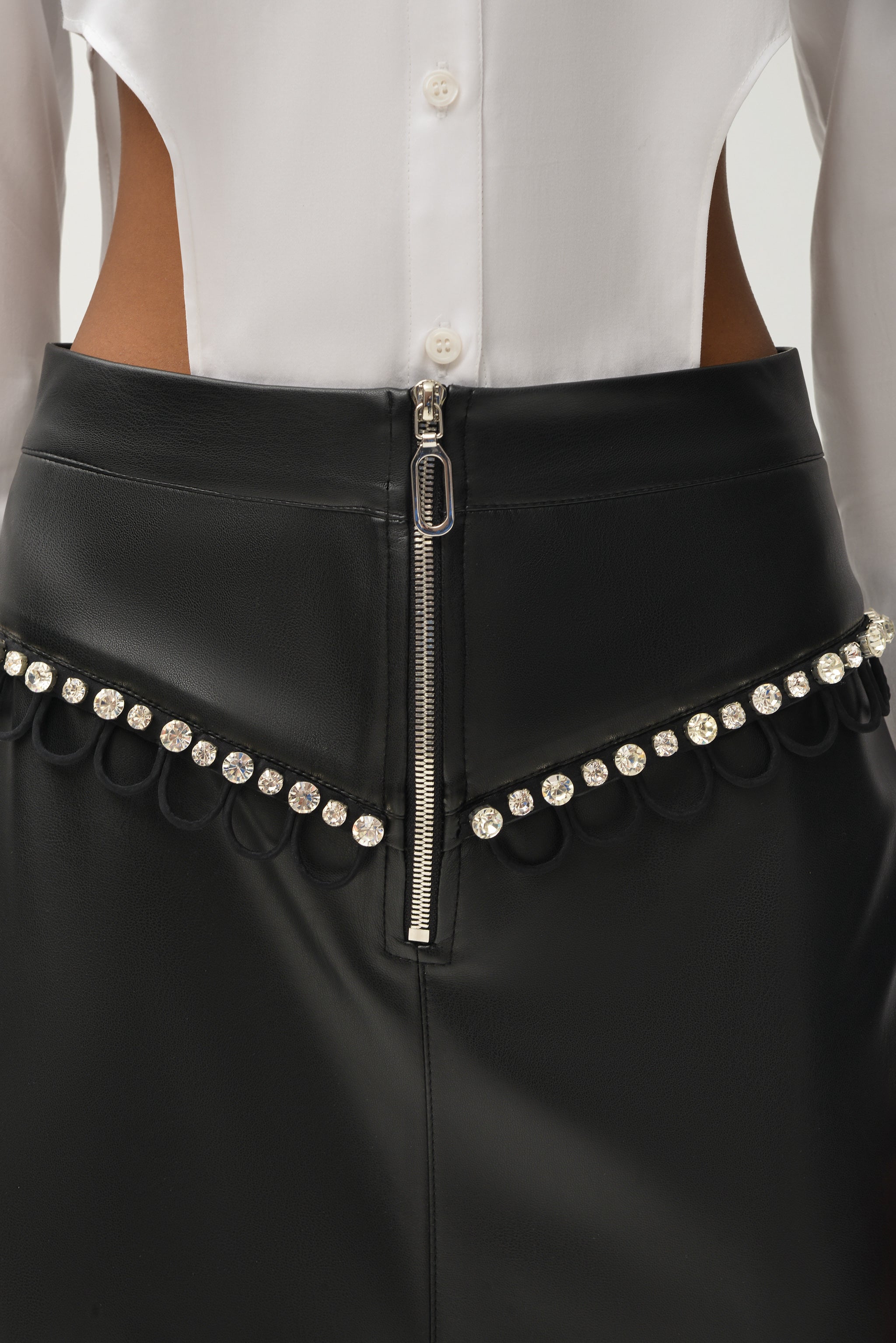 Leather Rodeo Midi Skirt with Leo Trim - Nafsika Skourti