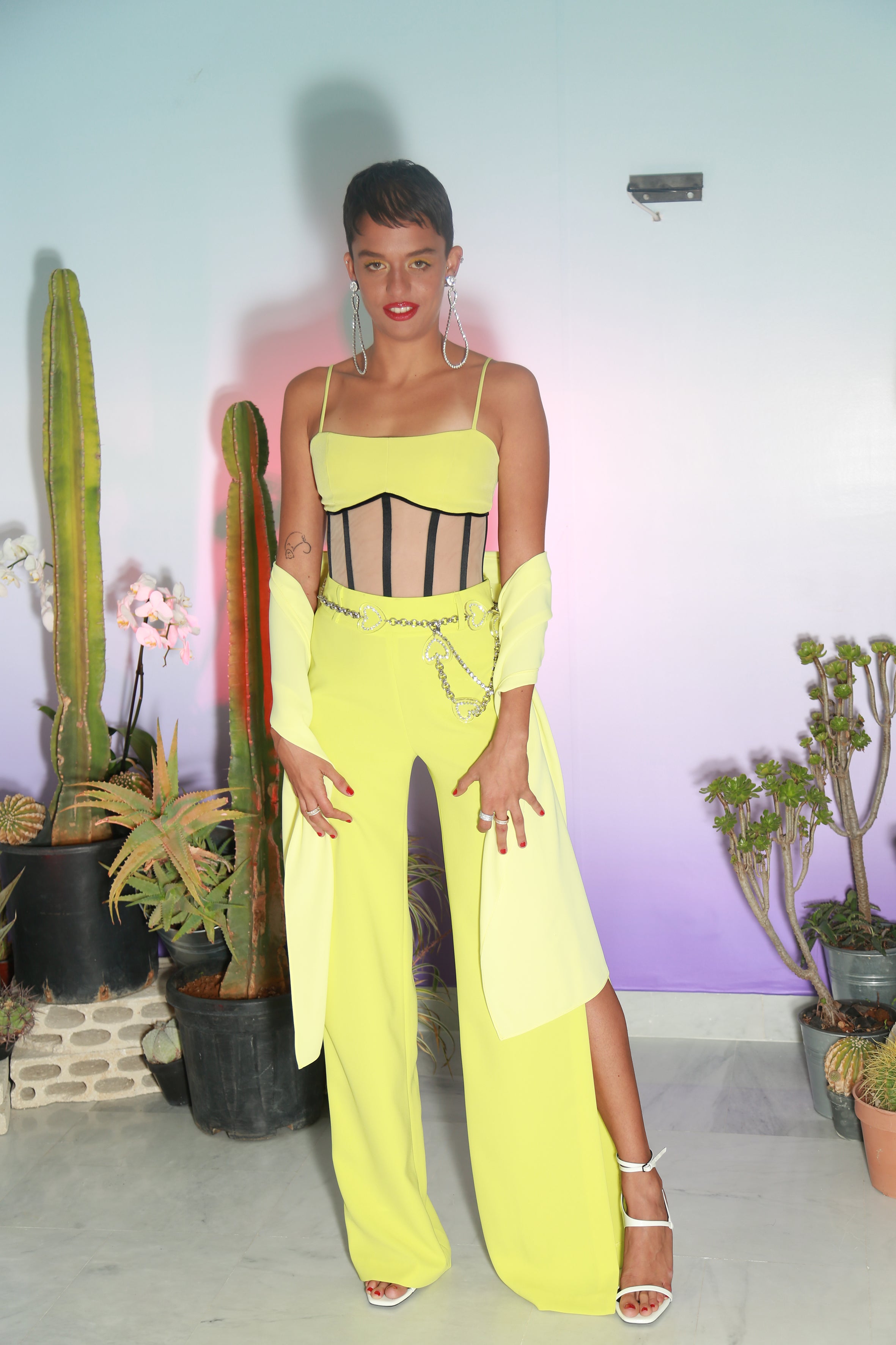 Lime Slit Trousers