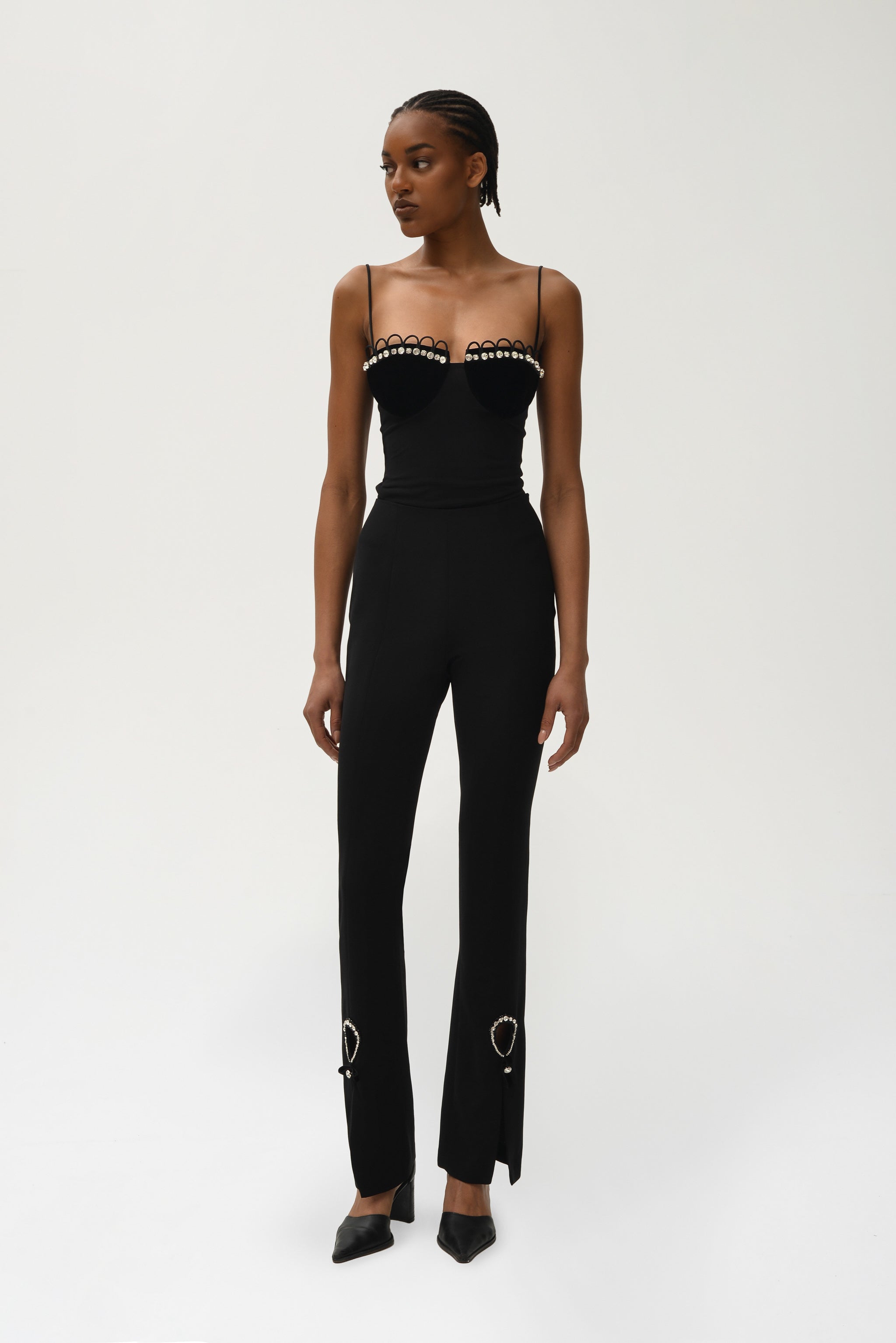 Spring Trousers with Crystal Drop Embroidery - Nafsika Skourti