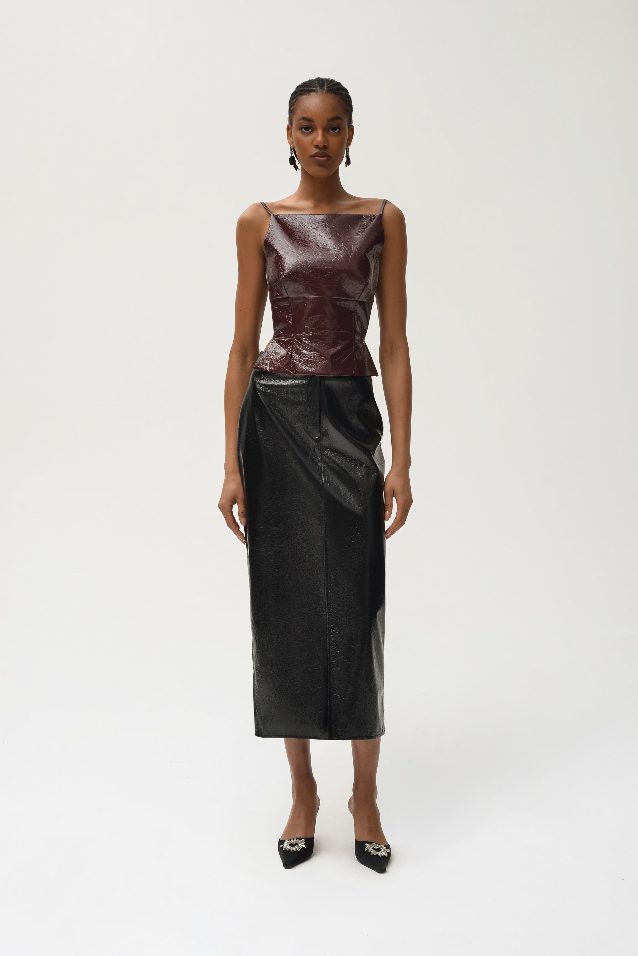 Leather Rodeo Midi Skirt - Nafsika Skourti