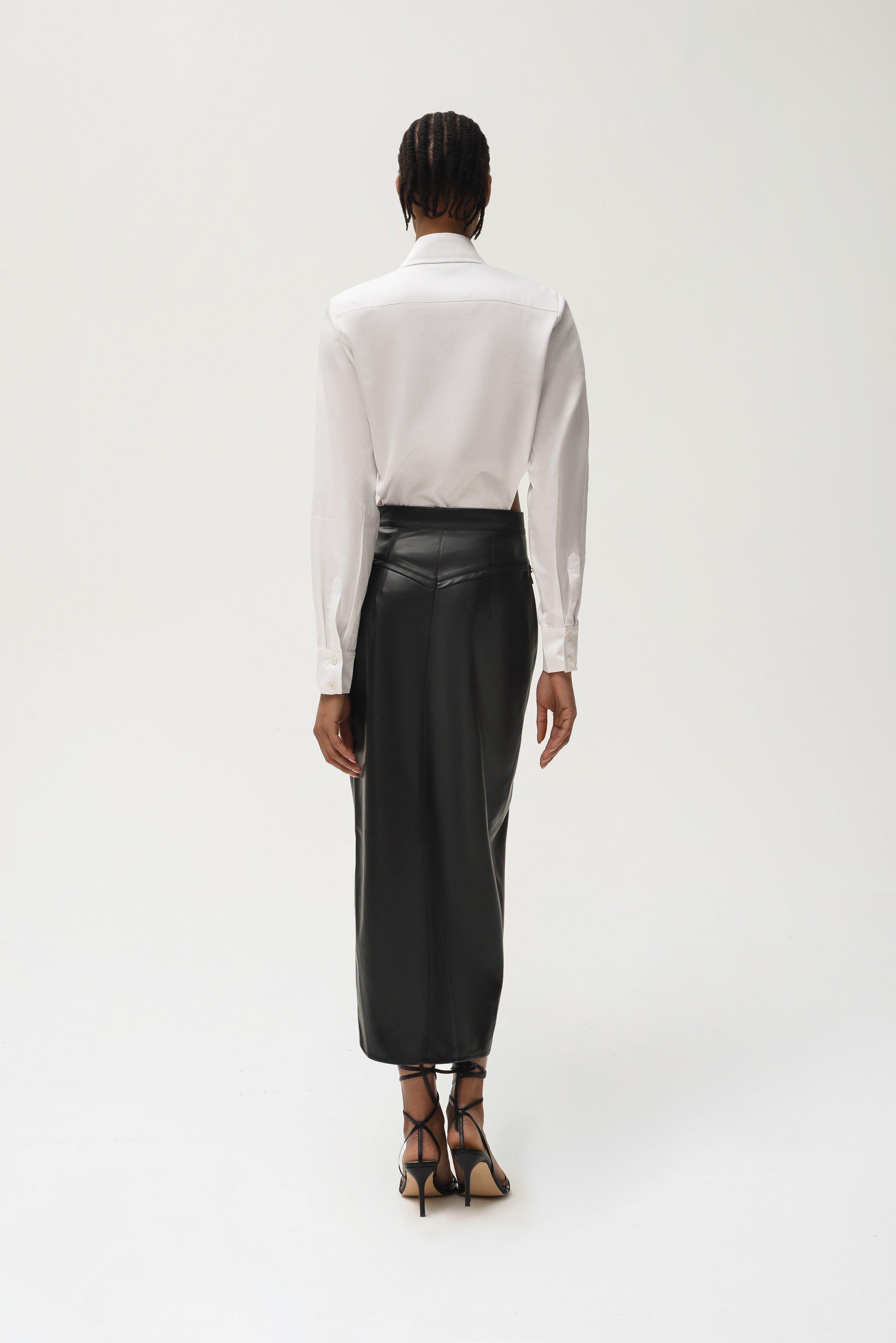 Leather Rodeo Midi Skirt with Leo Trim - Nafsika Skourti