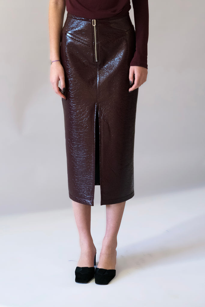 Leather Rodeo Midi Skirt - Nafsika Skourti