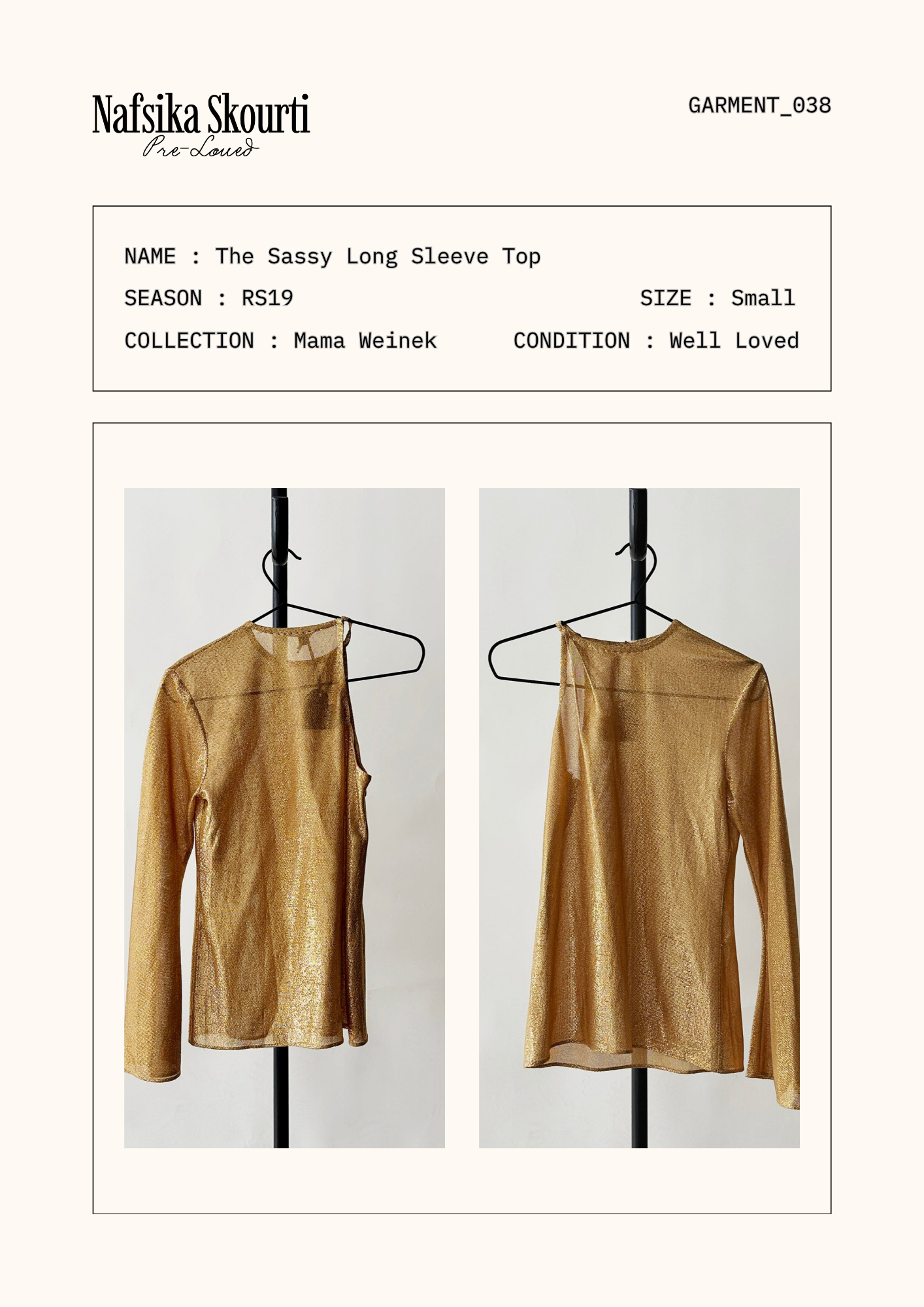 Pre-Loved Gold One Sleeve Top