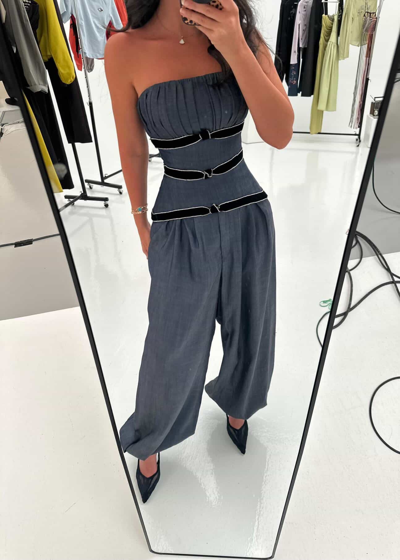 Denim Crescent Corset