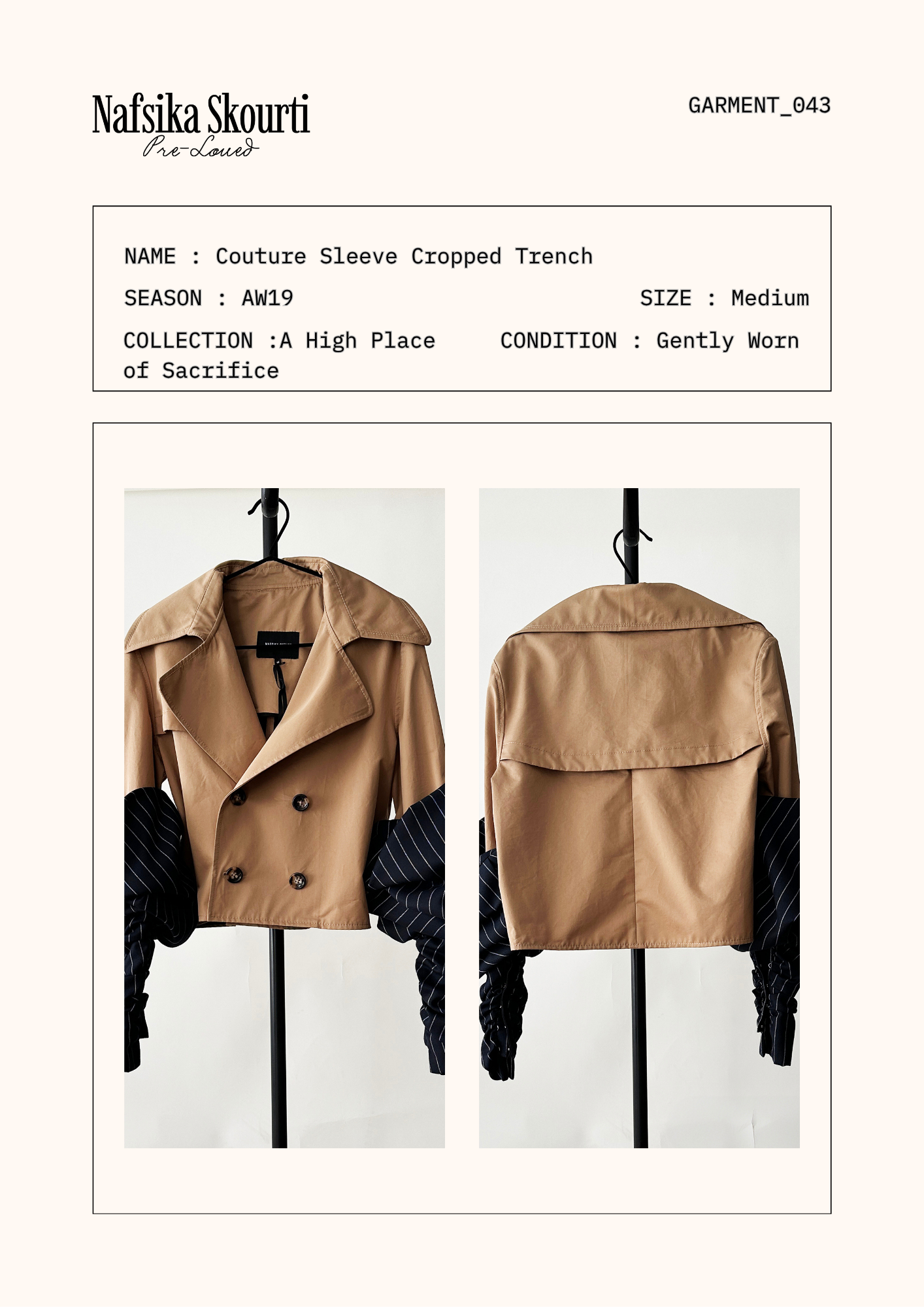 Pre-Loved Couture Sleeve Cropped Trench