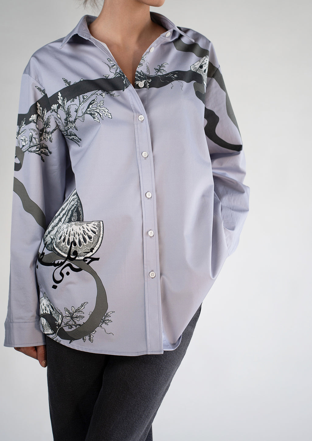Persian Violet w/ Charcoal Green Oversized Classic Shirt