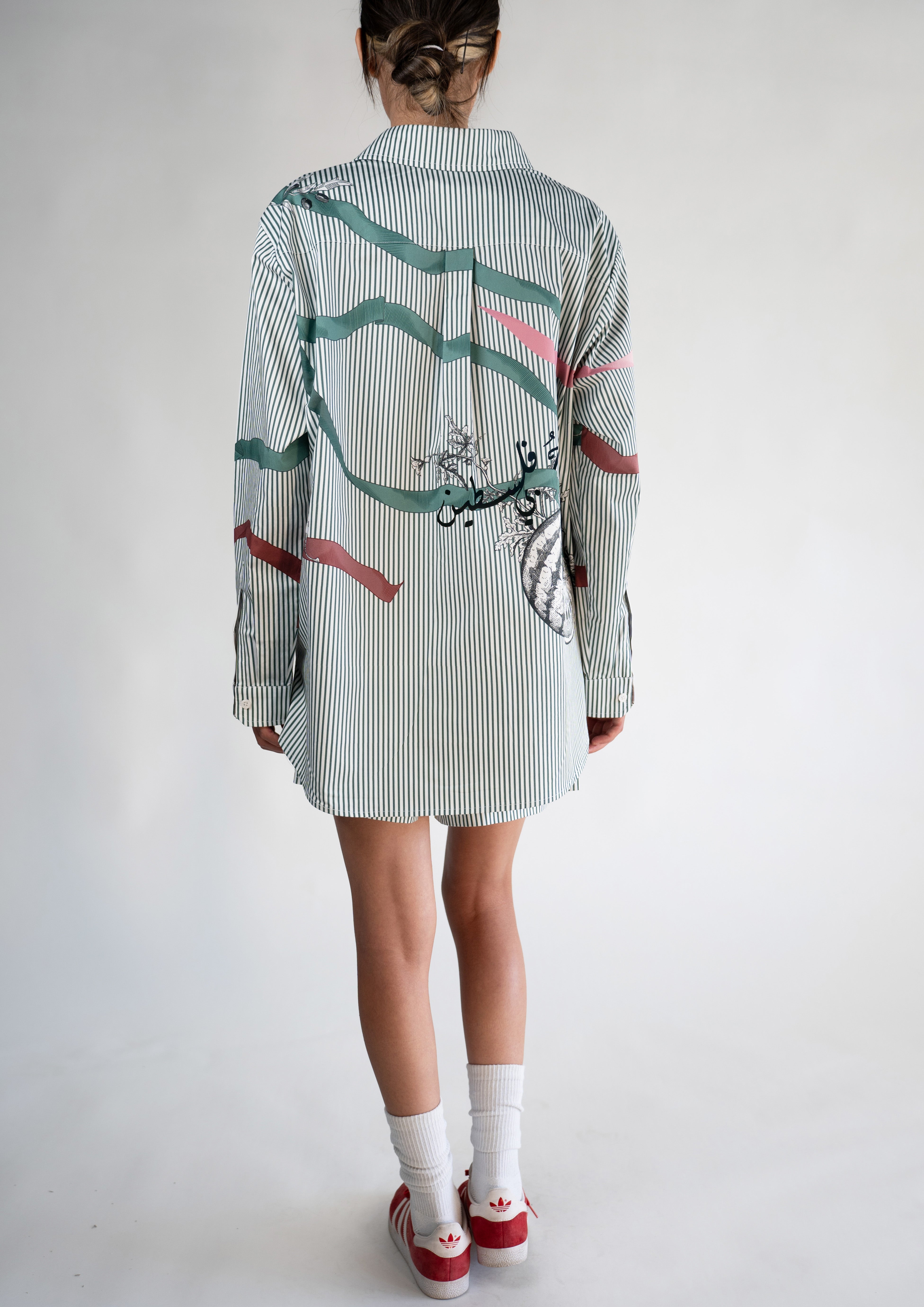 Pine Green Pinstripe Oversized Classic Shirt