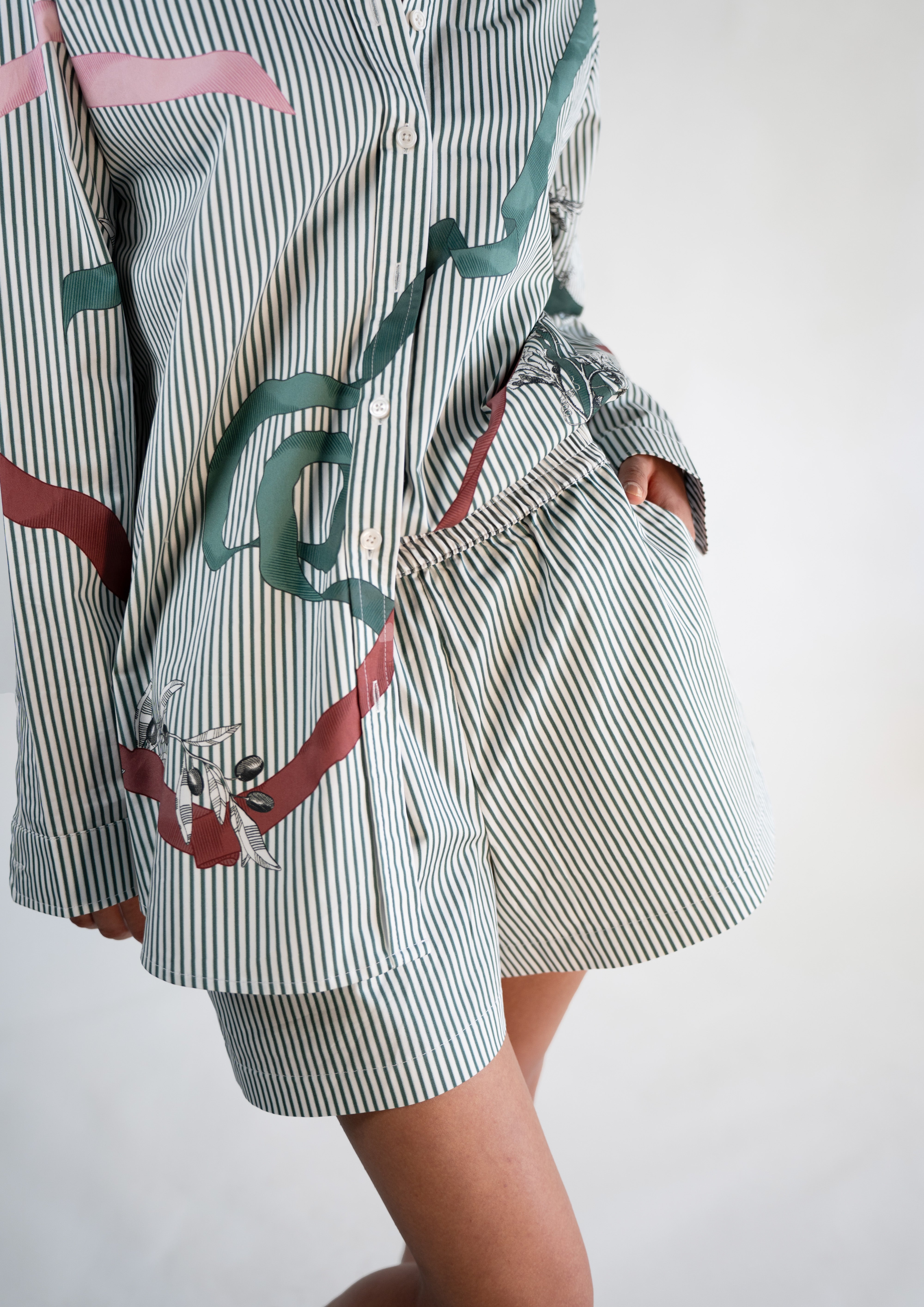 Pine Green Pinstripe Classic Boxer Shorts