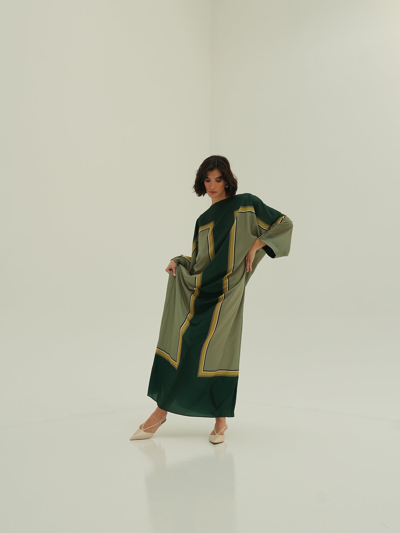 Bri Kaftan - Green Sage Block