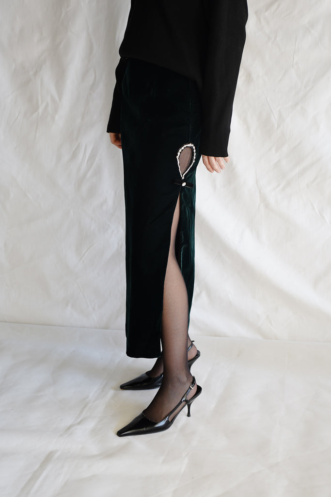 Sabrina Midi Skirt with Drop Embroidery - Nafsika Skourti