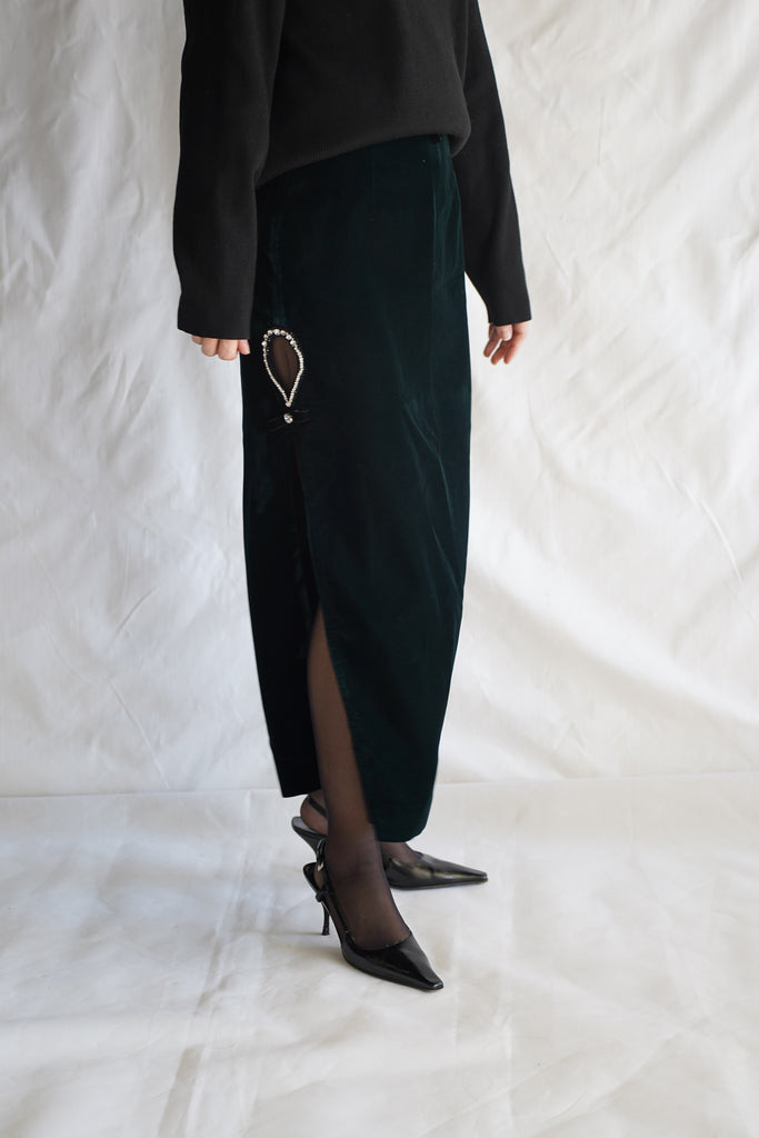 Sabrina Midi Skirt with Drop Embroidery - Nafsika Skourti