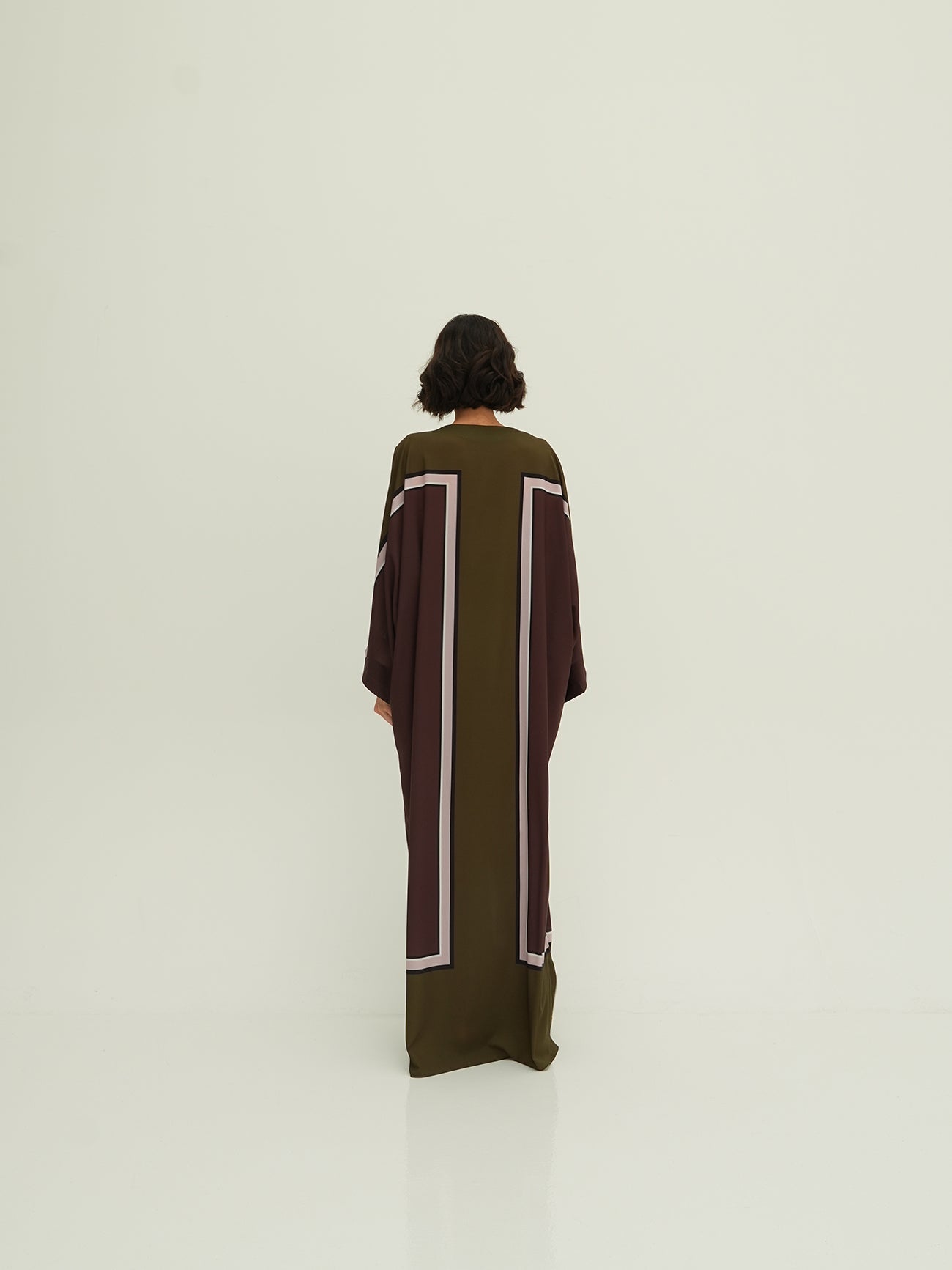 Bri Kaftan - Khaki and Chocolate Block