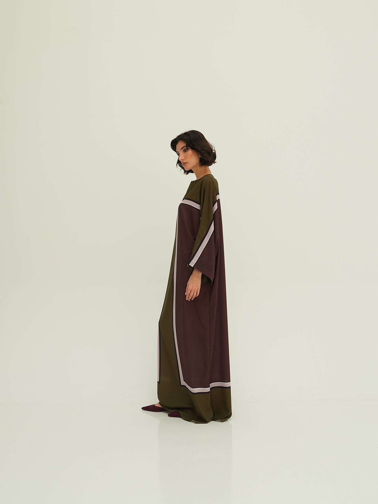 Bri Kaftan - Khaki and Chocolate Block