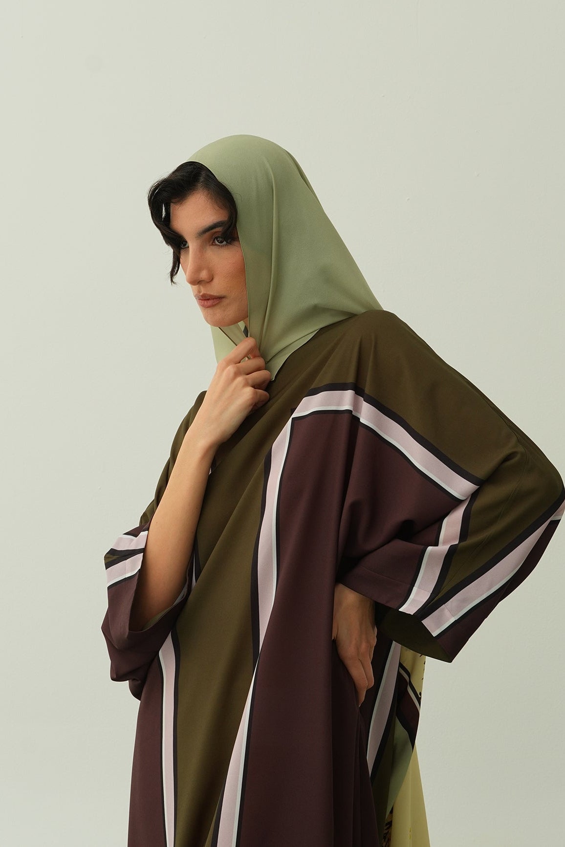 Bri Kaftan - Khaki and Chocolate Block