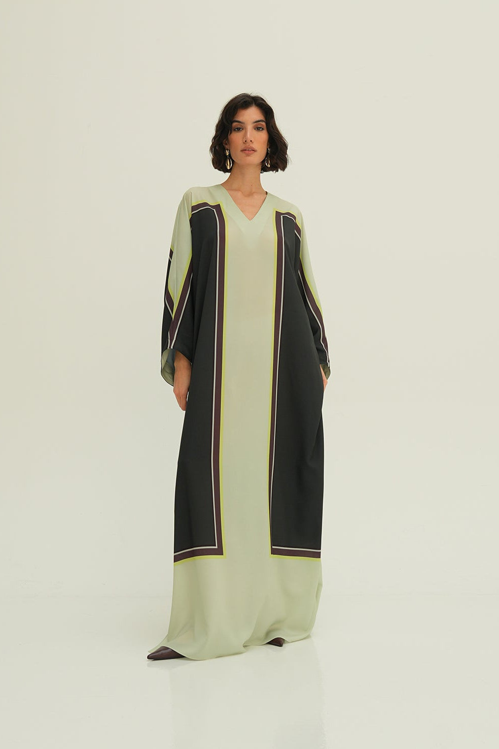 Vivian Kaftan - Mint with Green Block