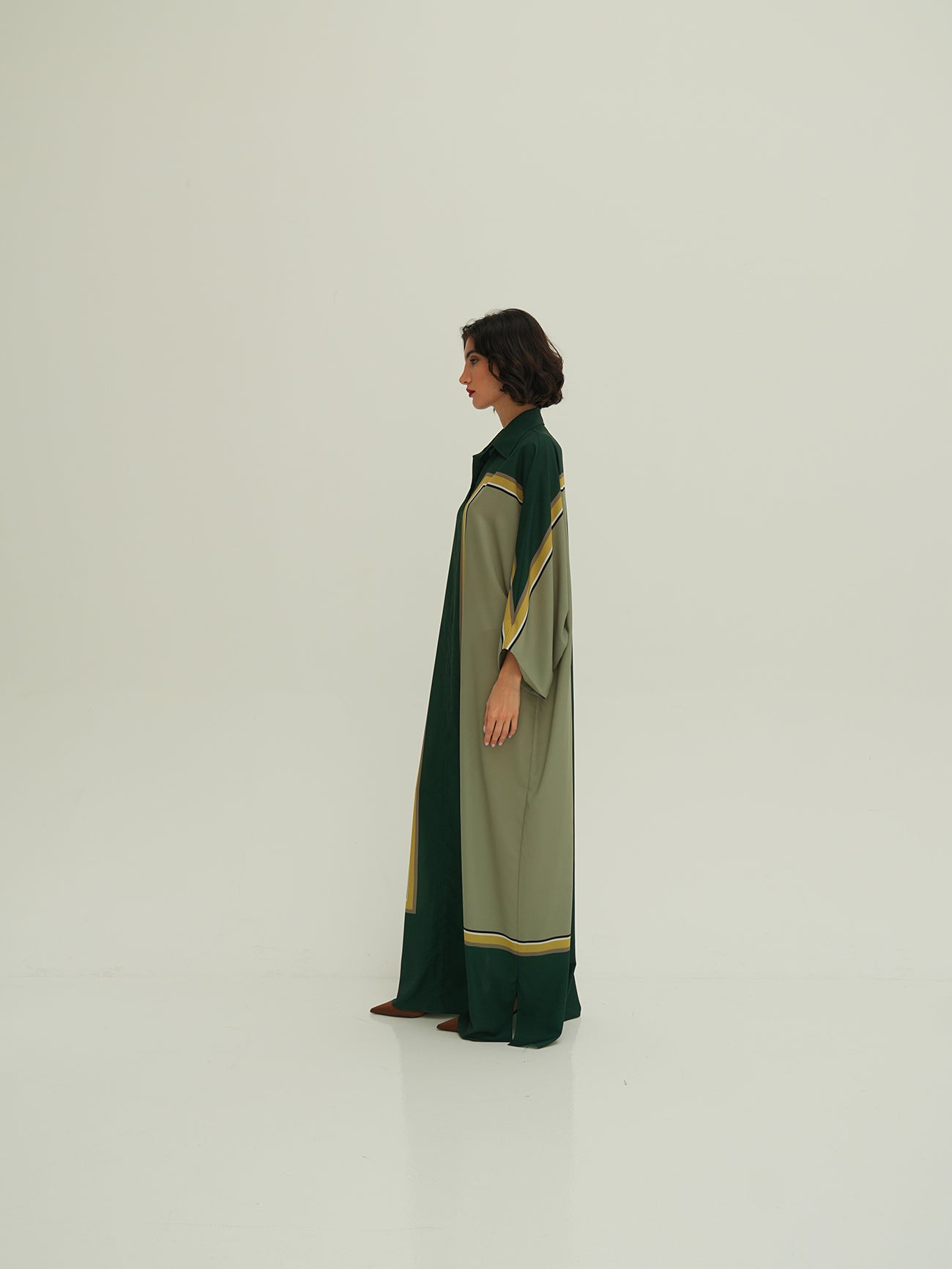 Shireen Kaftan - Green with Sage Block
