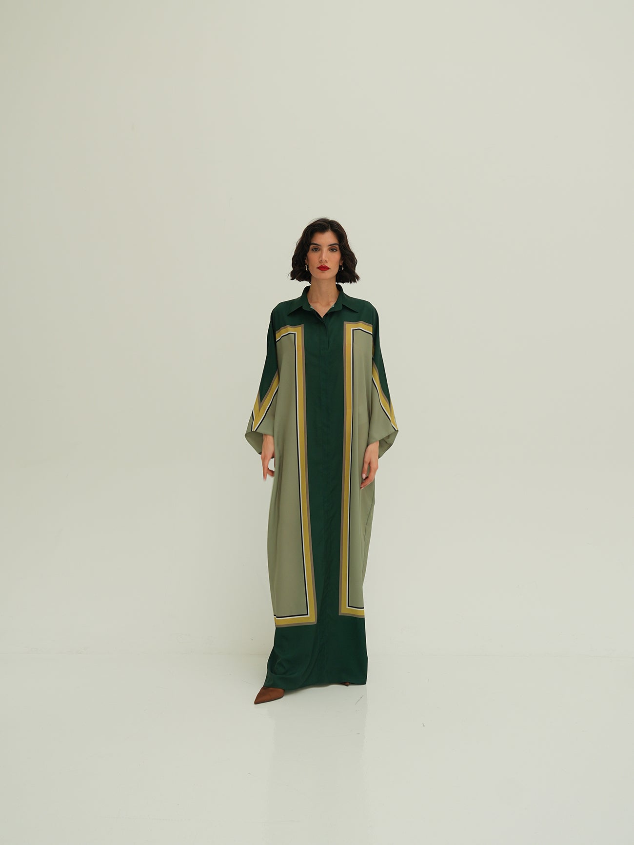 Shireen Kaftan - Green with Sage Block