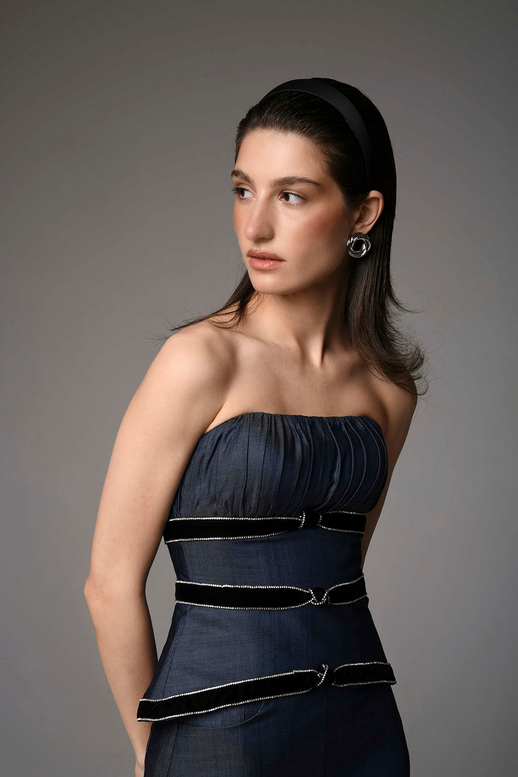 Denim Crescent Corset