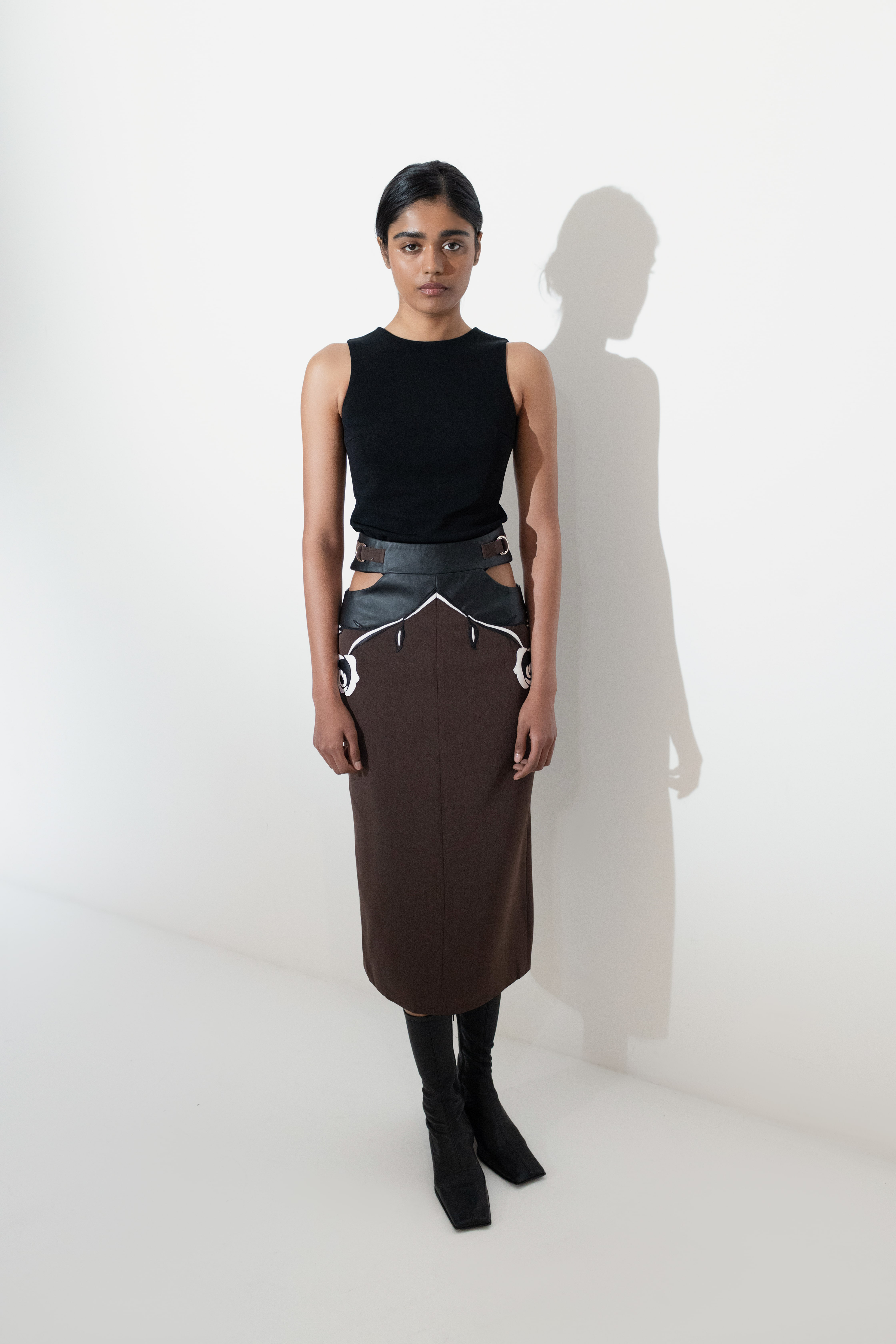 Inverted Rose Midi Skirt