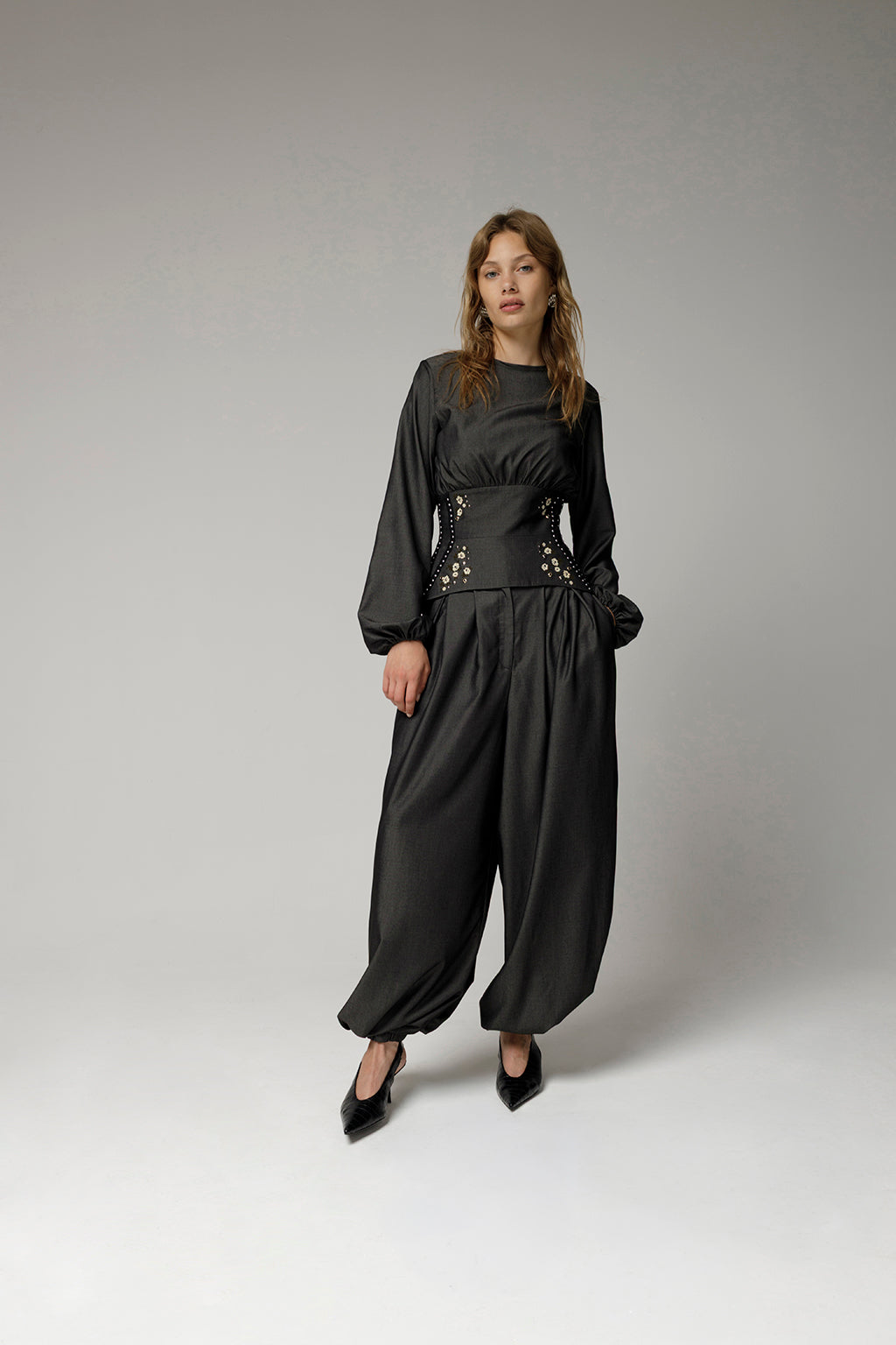 Rosette Crescent Corset Long Sleeve