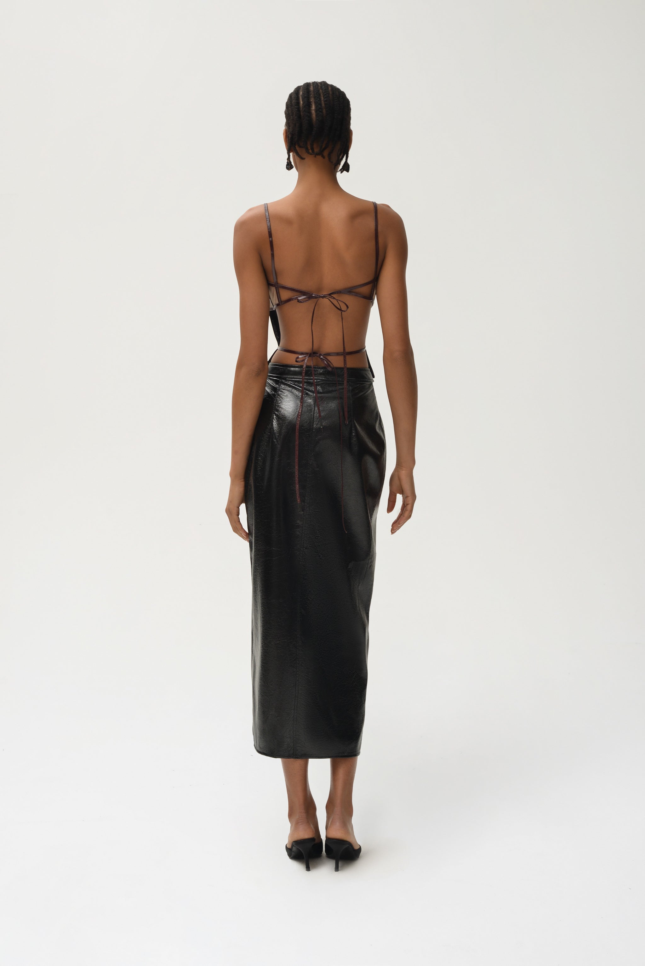 Leather Rodeo Midi Skirt - Nafsika Skourti