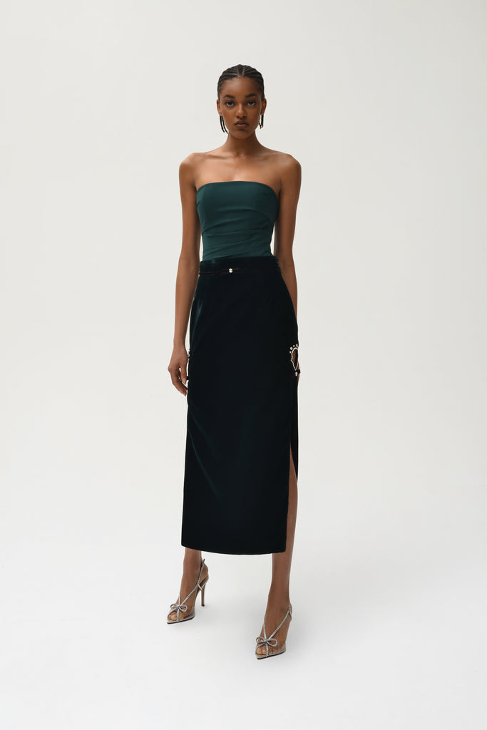 Sabrina Midi Skirt with Drop Embroidery - Nafsika Skourti